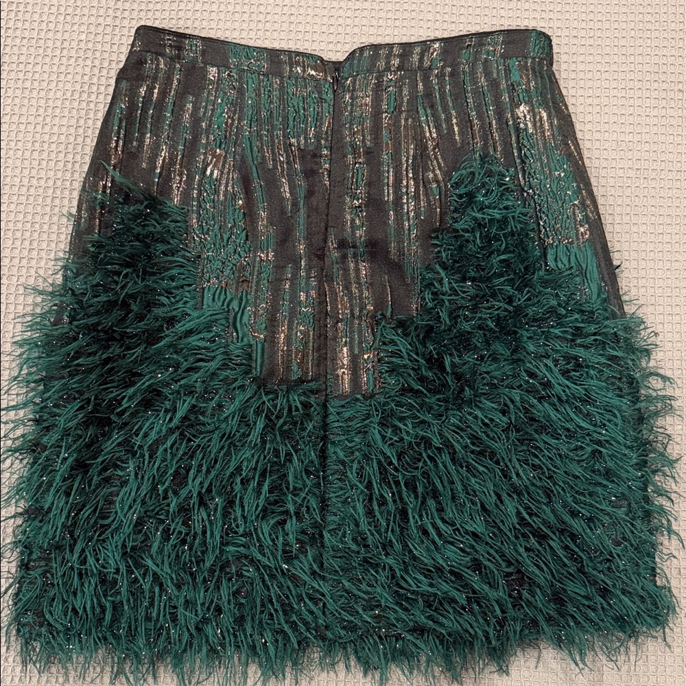 Maeve Emerald Feathered Pencil Skirt - Picture 3 of 4